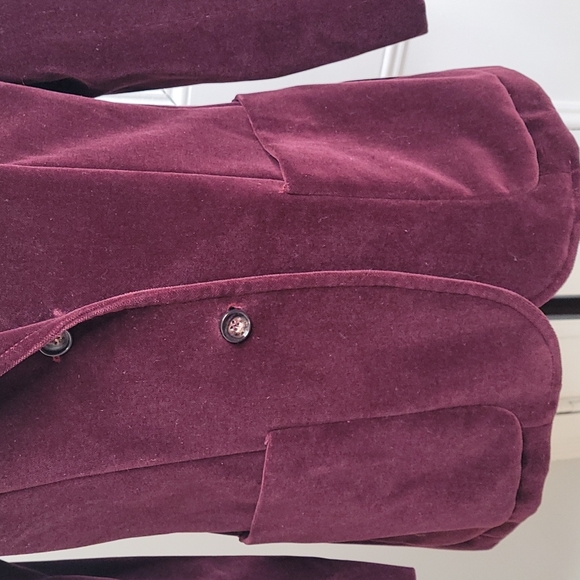 Highland Queen vintage velvet single breasted blazer burgundy fully lined. - Picture 3 of 12